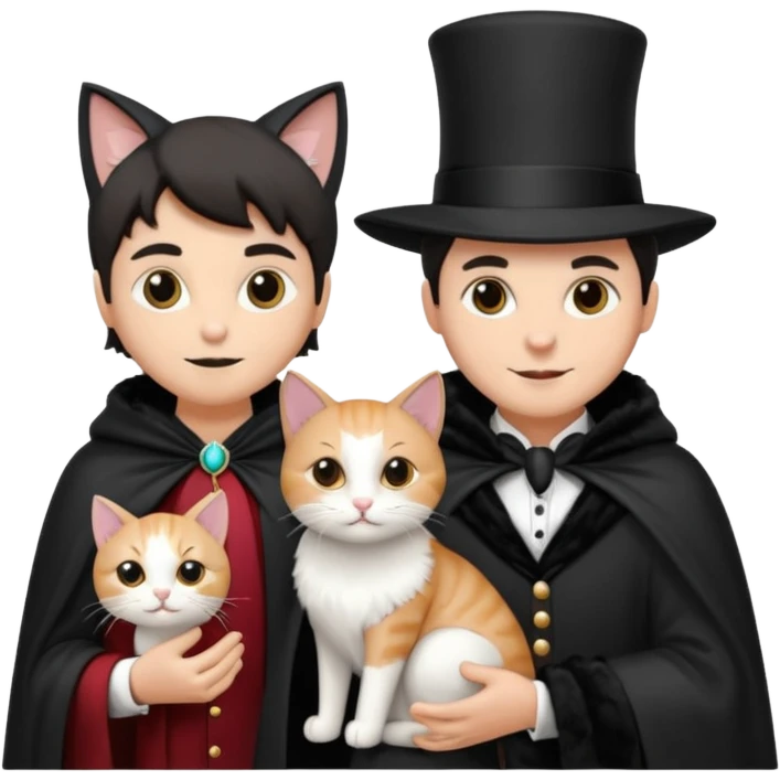 magician couple and their pet cat emoji