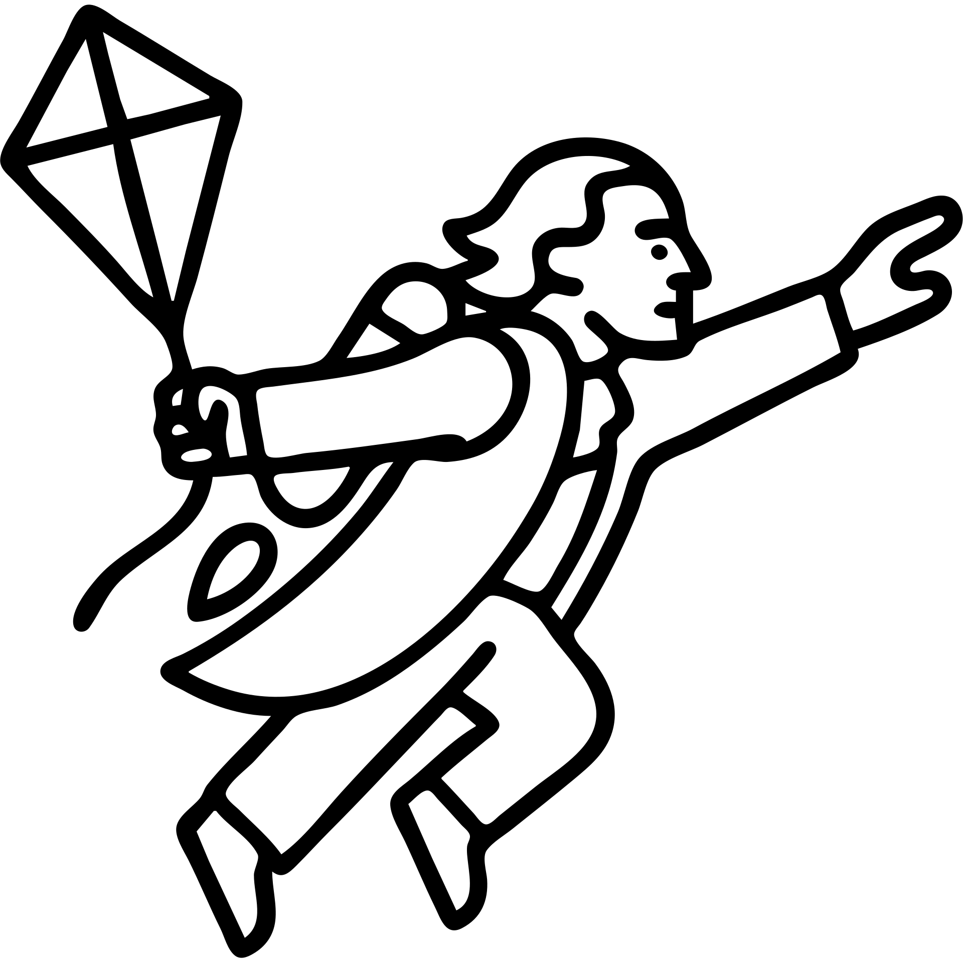 Ben Franklin flying with jetpack, left hand holding diamond kite, right arm reaching forward, clean modern black outline, startup logo emoji