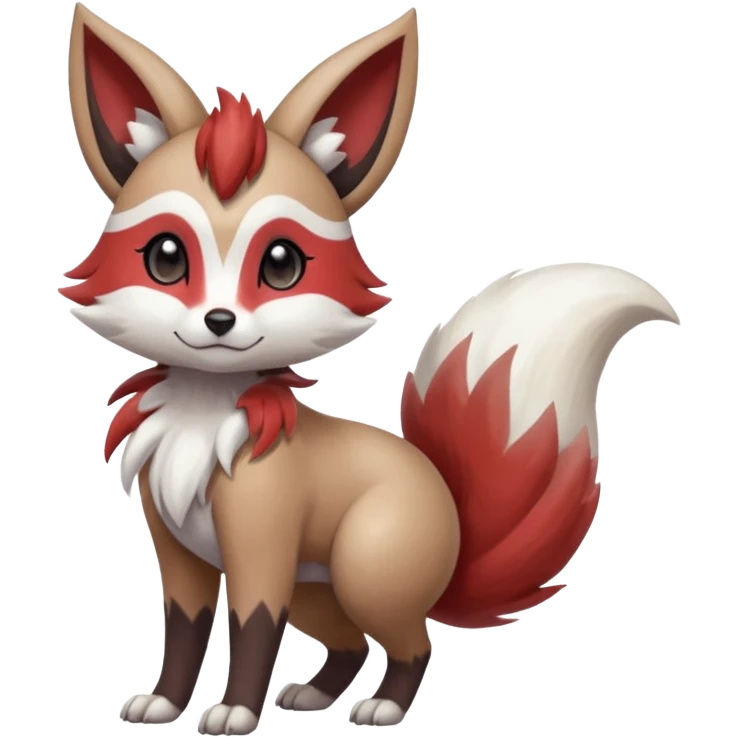 Hyper-realistic cute adorable beautiful elegant Colorful Skilled Adept Graceful Asian Painted Meloetta-Furret-Lycanroc-Zangoose-fusion-hybrid-creature (full body) emoji
