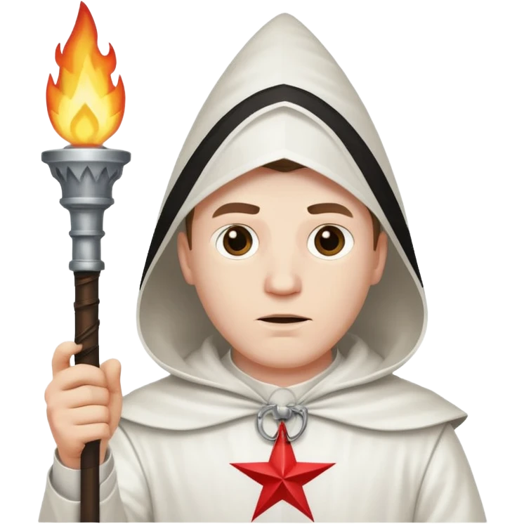 Man wearing KKK outfit holding torch emoji