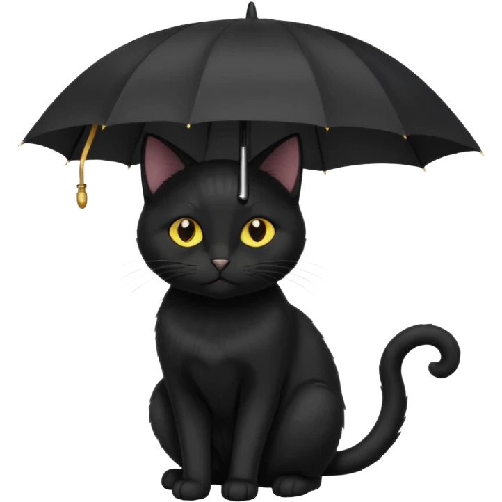 black cat with umbrella emoji