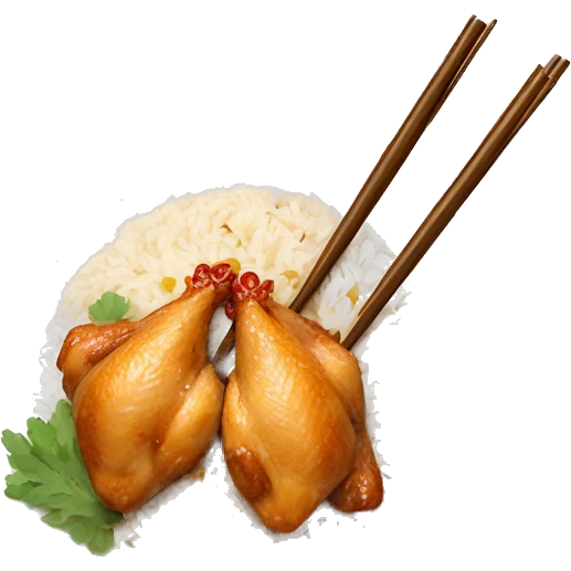 Thai food Chicken and rice with chopsticks  emoji