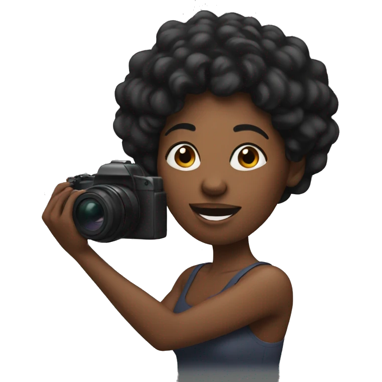 Black woman filming herself  emoji