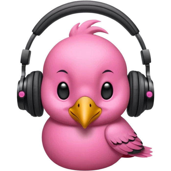 bird ancient with headphone, pink emoji