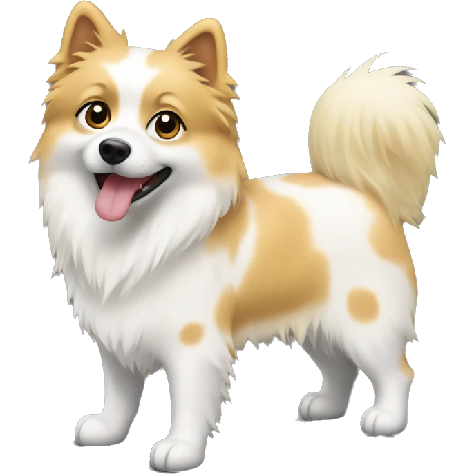 White and blonde spots spitz standing  emoji