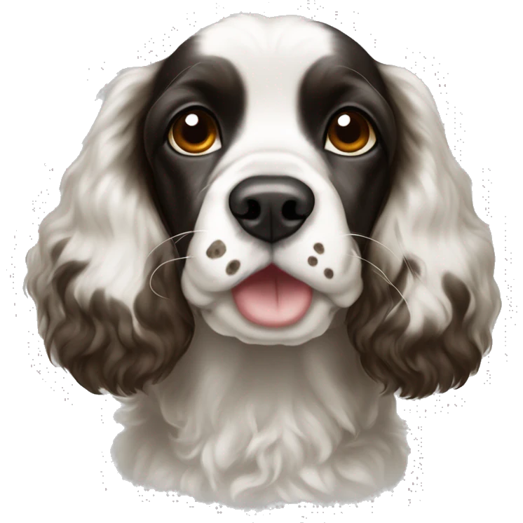 black and white cocker spaniel with nose spots emoji
