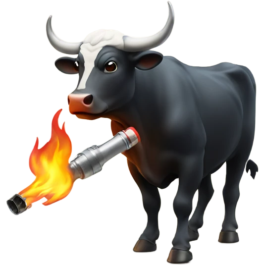A bull holding a blowtorch emoji