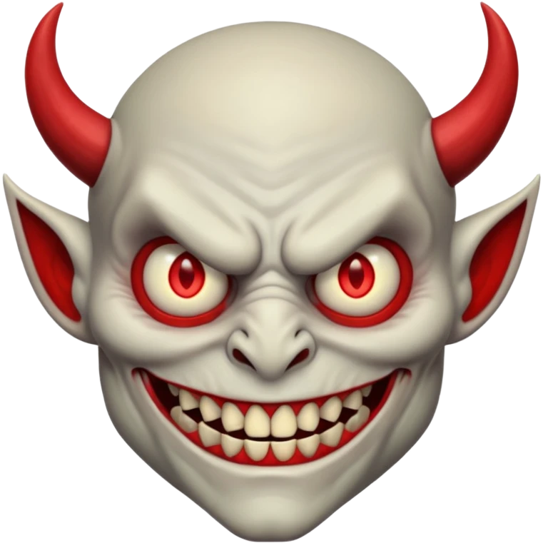 alastor the demon, smiling with his evil red eyes and long evil red teeth, looking evil and demonic and horrible and like a demon. emoji