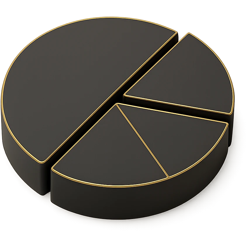 a pie chart in 3D black style emoji