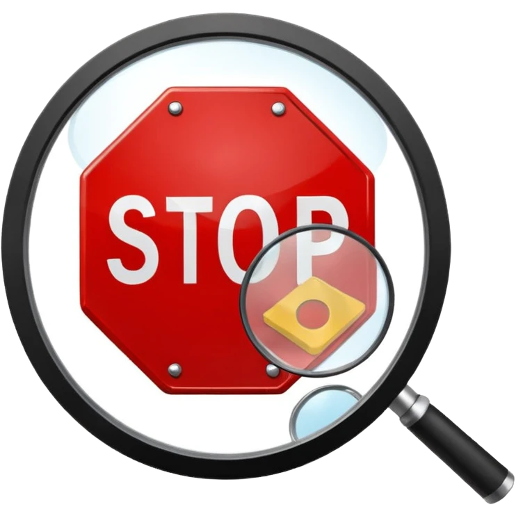 Stop at customs — a stop sign and a container with a magnifying glass. emoji