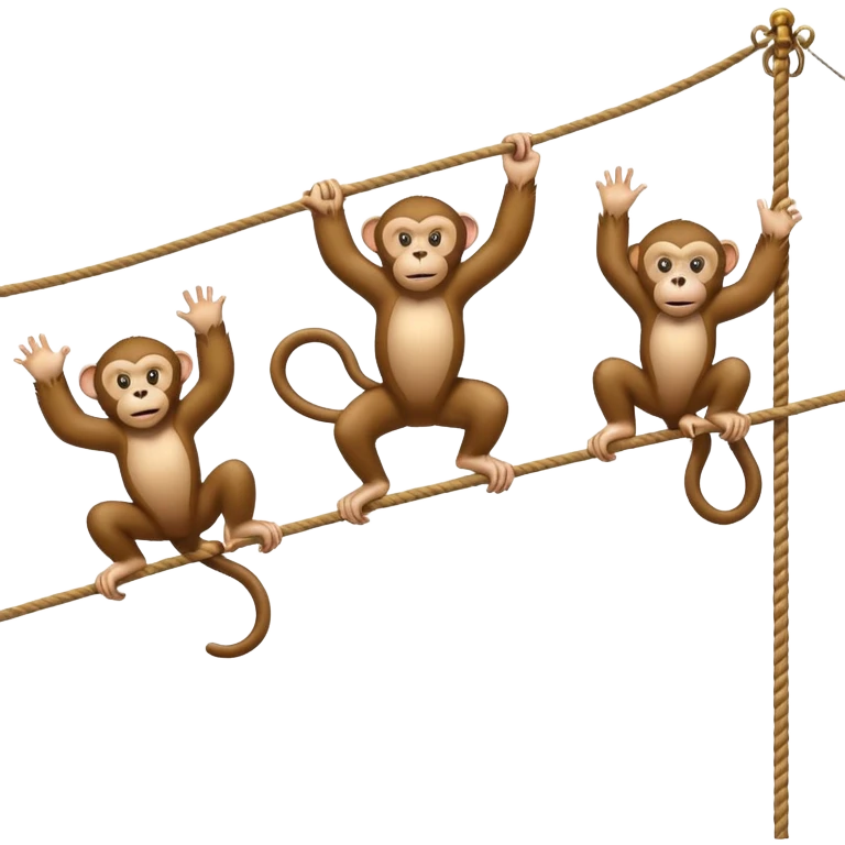 3 monkeys at the circus on a tightrope emoji
