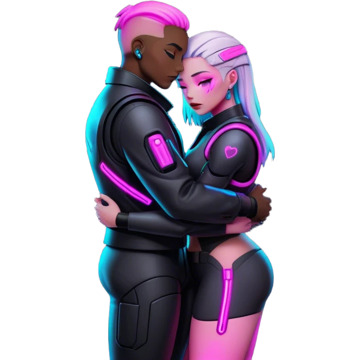 neon cyberpunk style hug emoji