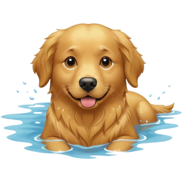 Full grown Golden retriever swimming emoji