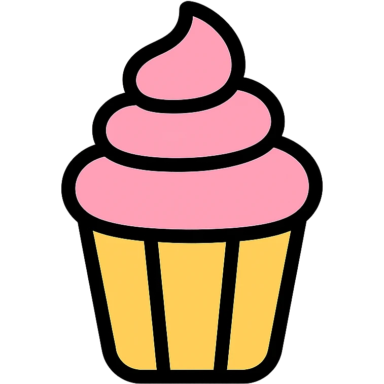 color outline icon of a cupcake with pink icing emoji