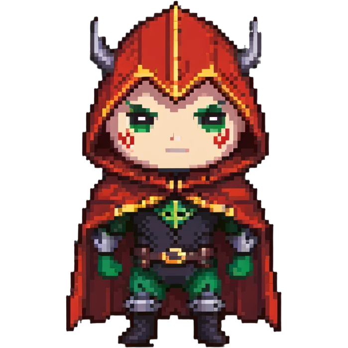 chibi villain character with evil cape emoji