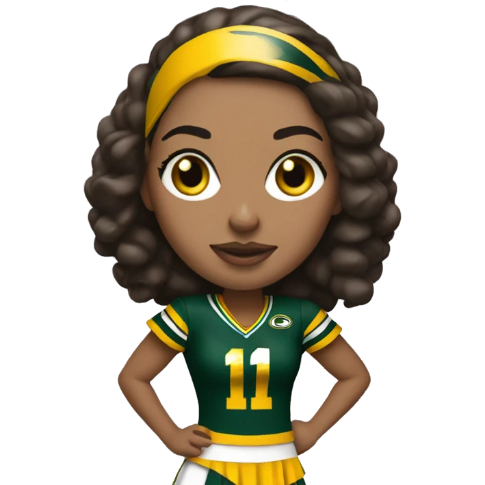 nfl cheerleader, brunette , Green Bay packer  emoji
