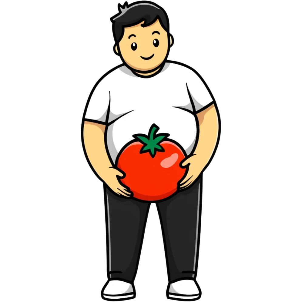 pregnant man with tomato belly emoji