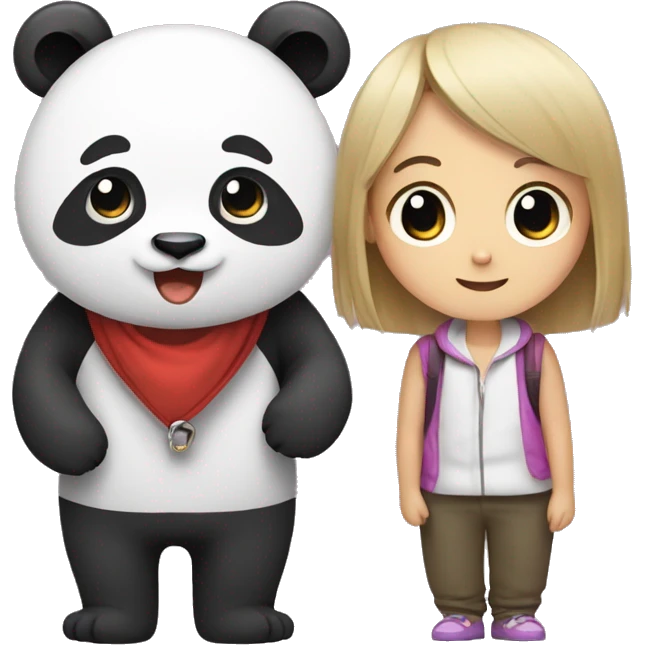 Panda with a pet human emoji