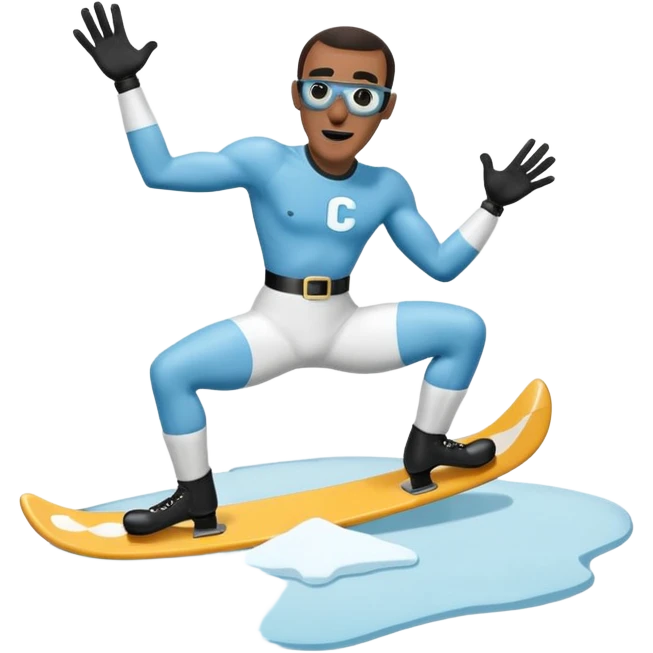 Frozone retro sticker, sliding on ice, playful expression, vintage sticker look written "c'est carré dans l'axe" emoji