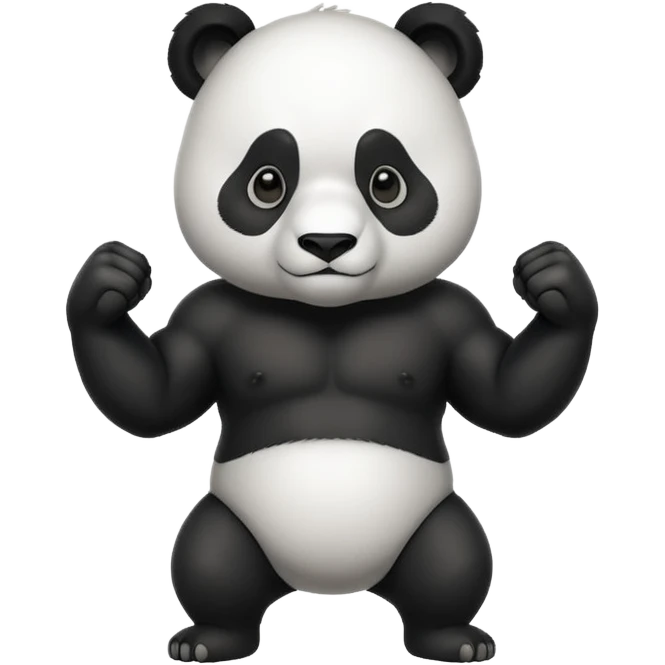 I want something like floppy bird but panda with muscles, but the face is facing right direction emoji