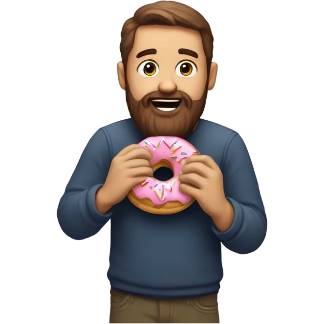 Bearded man eating a donut emoji