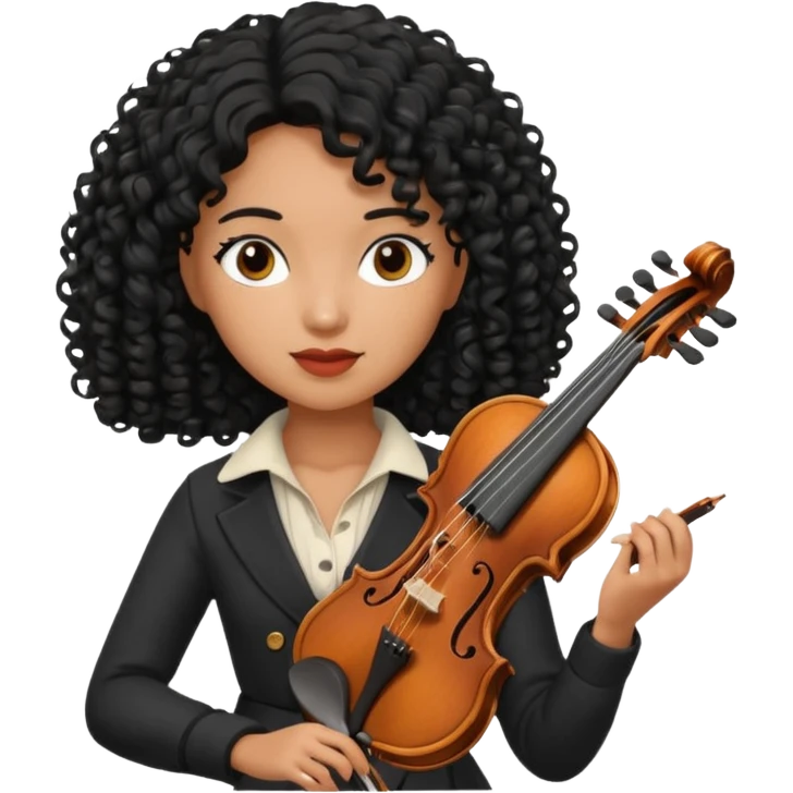 CURLY BLACK  HAIR  FEMALE VIOLINIST emoji