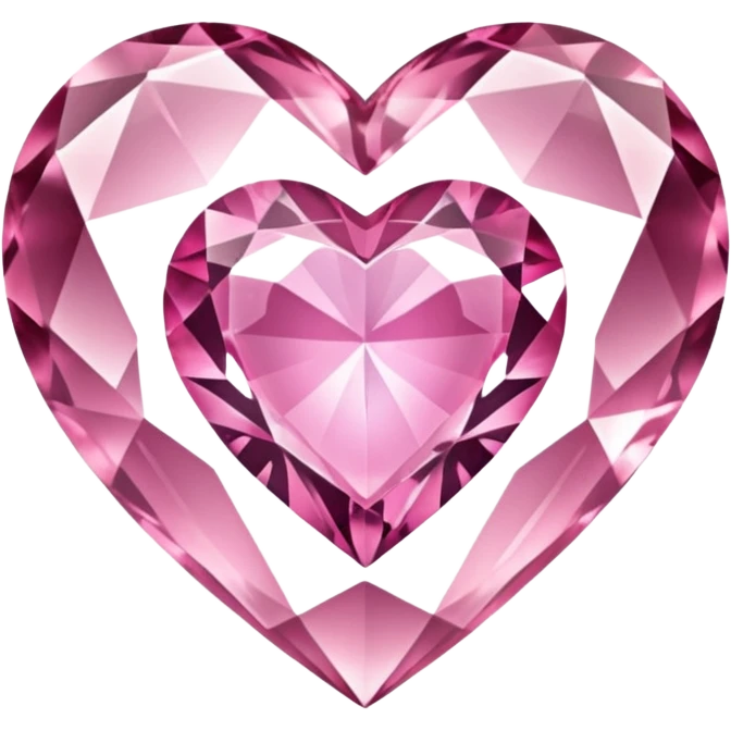 crystal clear diamond heart with one mini pink heart inside of it  emoji