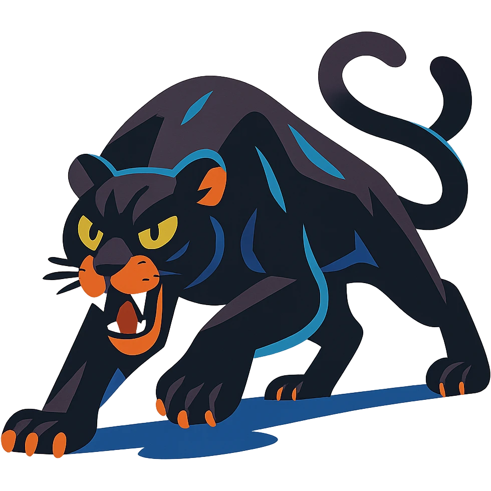 black panther, stylized art, dynamic pose, vibrant highlights emoji