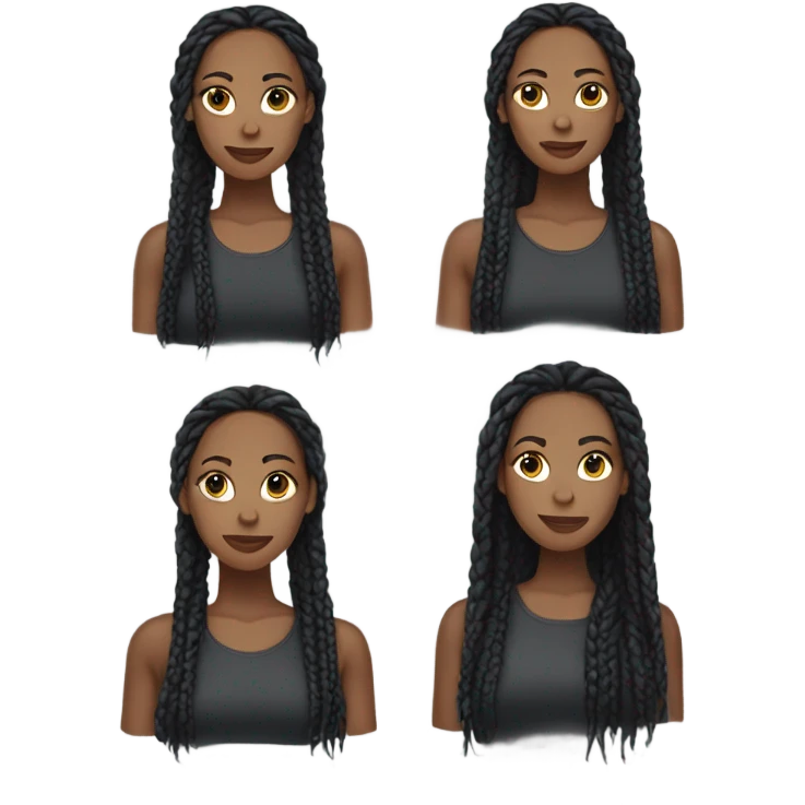 black woman with black down braids and top emoji