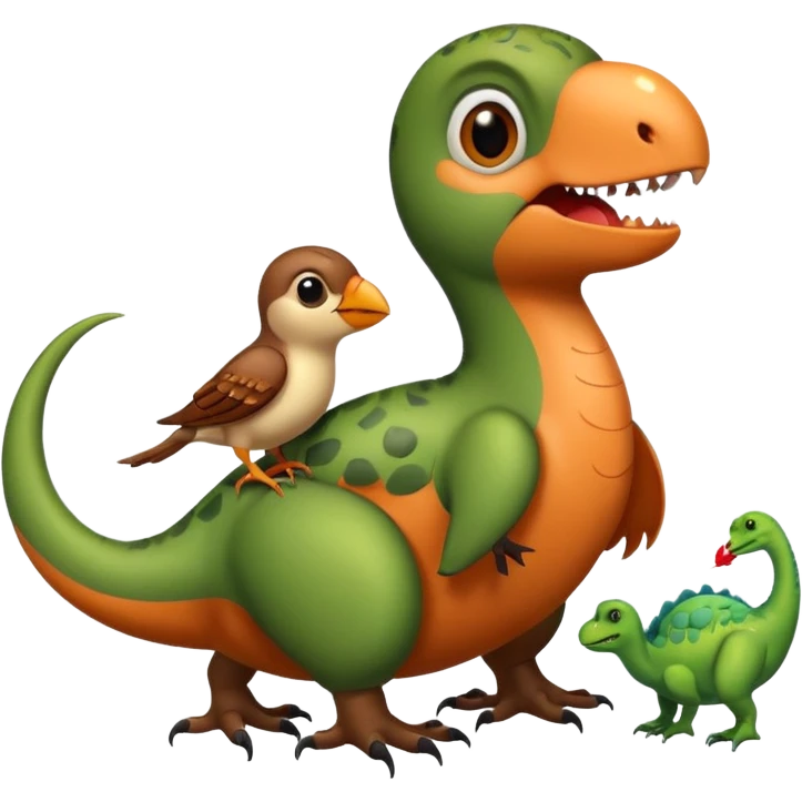 A sparrow makes love with a dinosaur  emoji