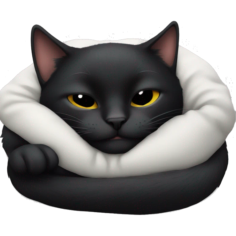black cat sleeping  emoji