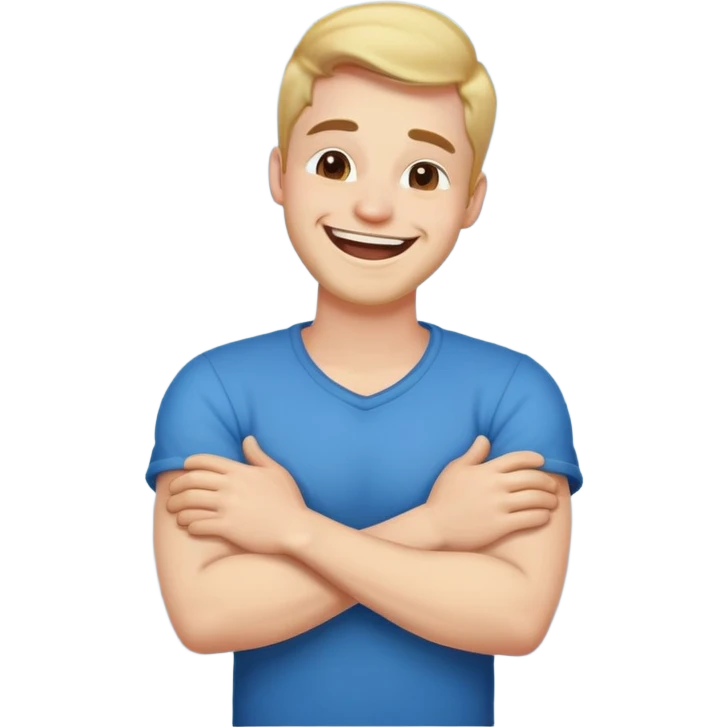 arms crossed holding neck laughing guy emoji