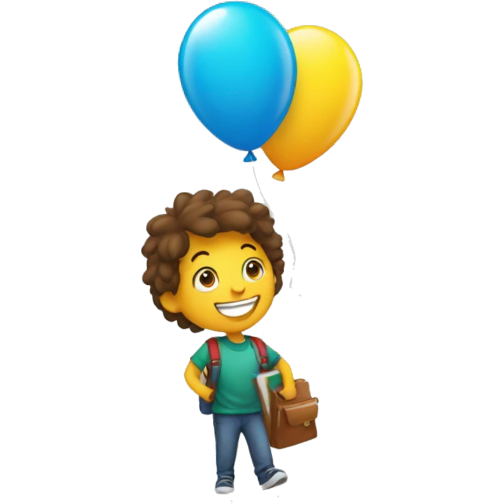 happy student with balloon emoji