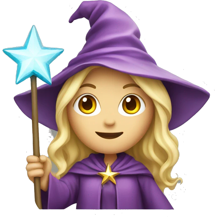 Blonde female wizard with star wand emoji