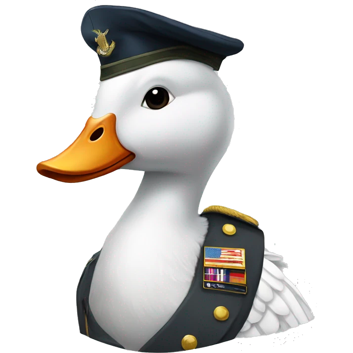 A White Goose in military uniform  emoji