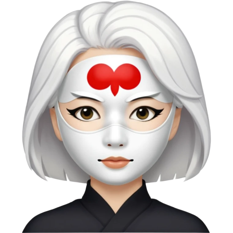 japanese culture white mask woman with white hair emoji