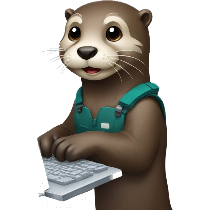 Otter working on computer emoji