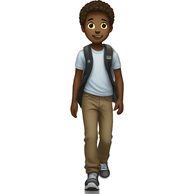 Black boy walking down the right side of hallway  emoji