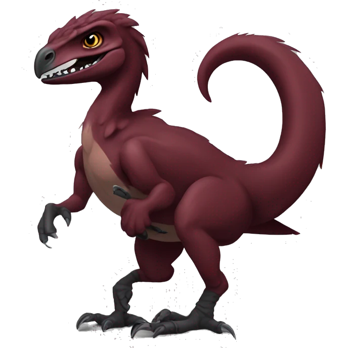 Cool edgy Maroon raptor with darker mane emoji
