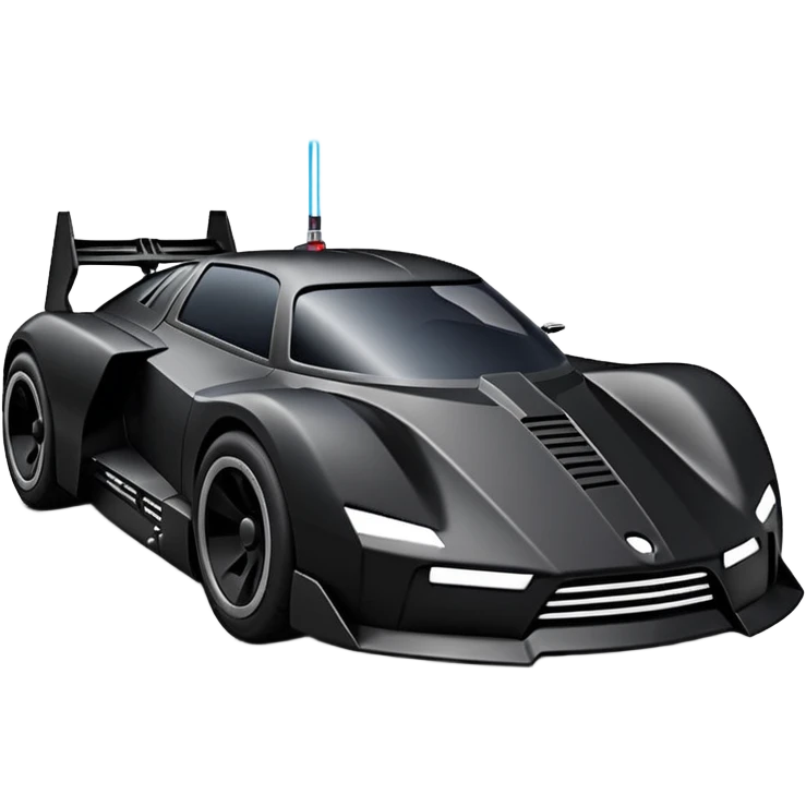 Haunted Darth Vader’s stealth race car with bright white headlights and light saber bumpers  emoji