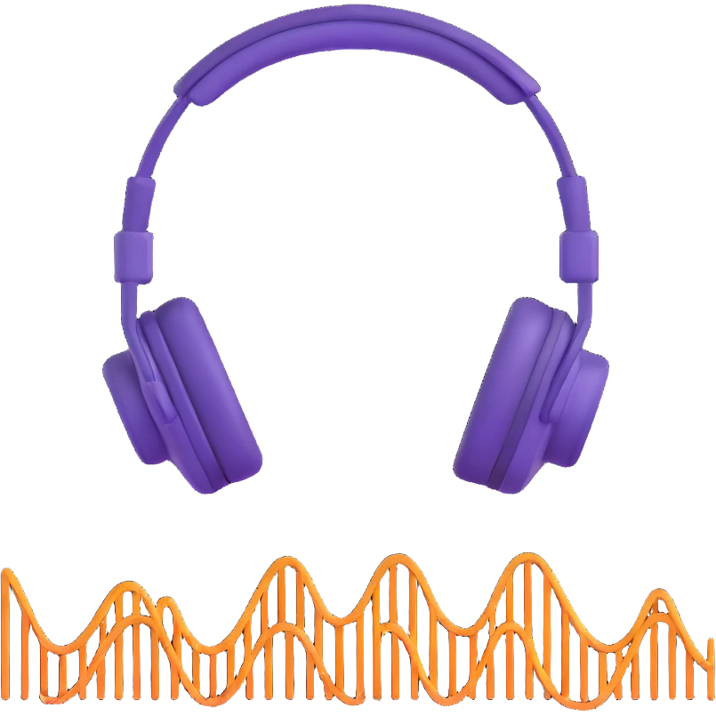 a living being made of sound waves listening to music with headphones emoji