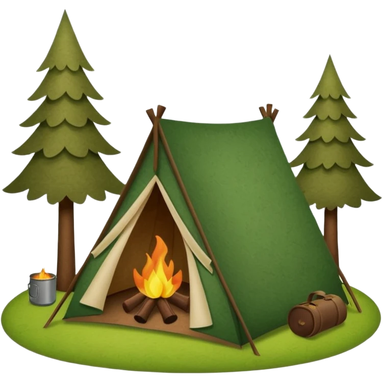 Camping sign of grass made of felt texture, scrapbooking style, transparent background emoji