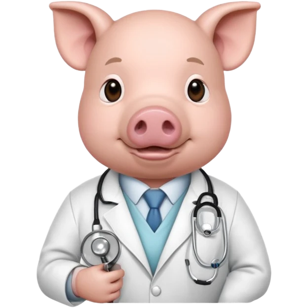 Pig in white coat holding stethoscope.













 emoji