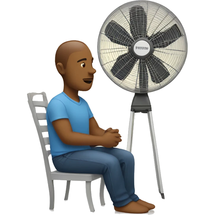 a person sitting in front of a fan on a hot day emoji