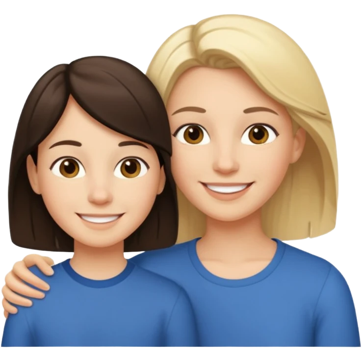 Matka brunetka se raduje se svým dvanáctiletým blonďák synem emoji