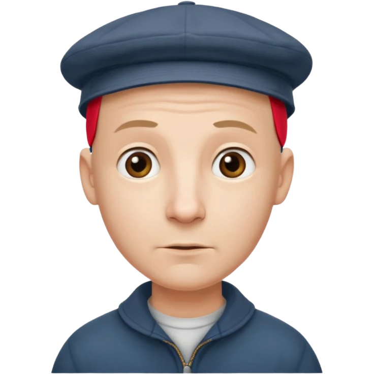 a bald man wearing a old english style cap looking hopeful emoji
