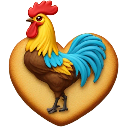 cookie heart with rooster emoji