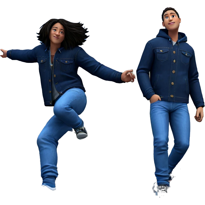 boys in denim by car emoji