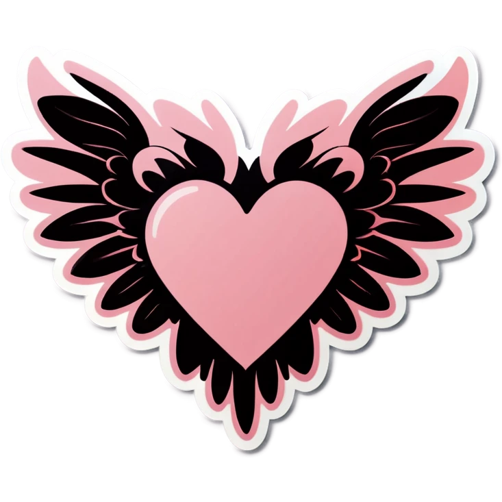 black heart with light pink wings emoji