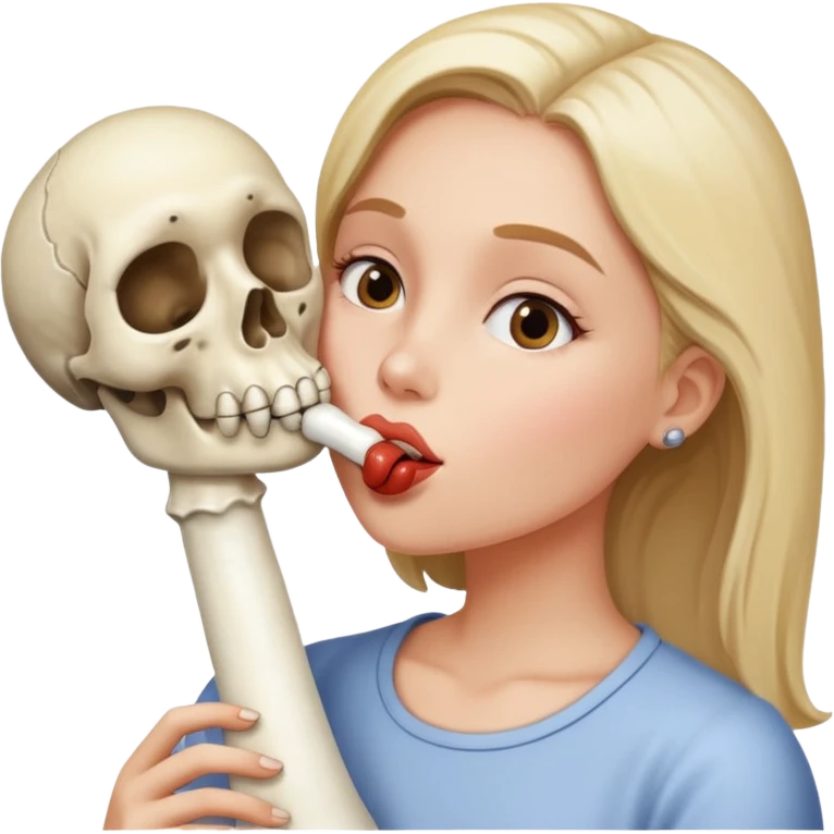 naked big boobed woman kissing a big bone emoji